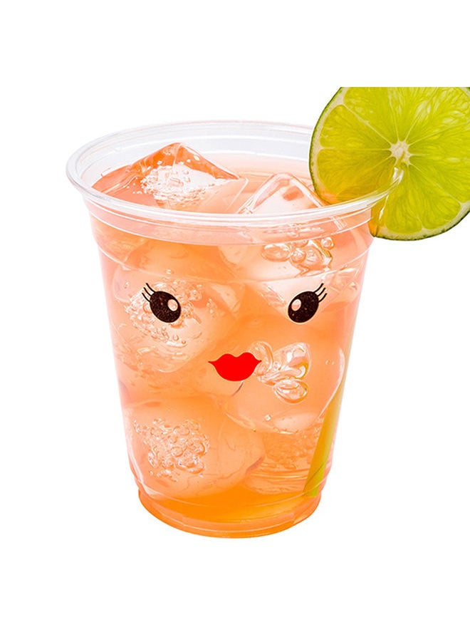 Restaurantware-Visage 12 Ounce Cold Drink Cups, 1000 Disposable Party Drinking Cups - Lids Sold Separately, Madame Face Design, Clear PET Plastic Cups, For Parties And Ceremonies