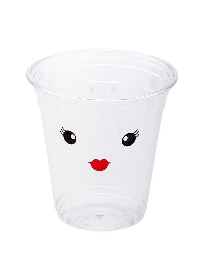 Restaurantware-Visage 12 Ounce Cold Drink Cups, 1000 Disposable Party Drinking Cups - Lids Sold Separately, Madame Face Design, Clear PET Plastic Cups, For Parties And Ceremonies