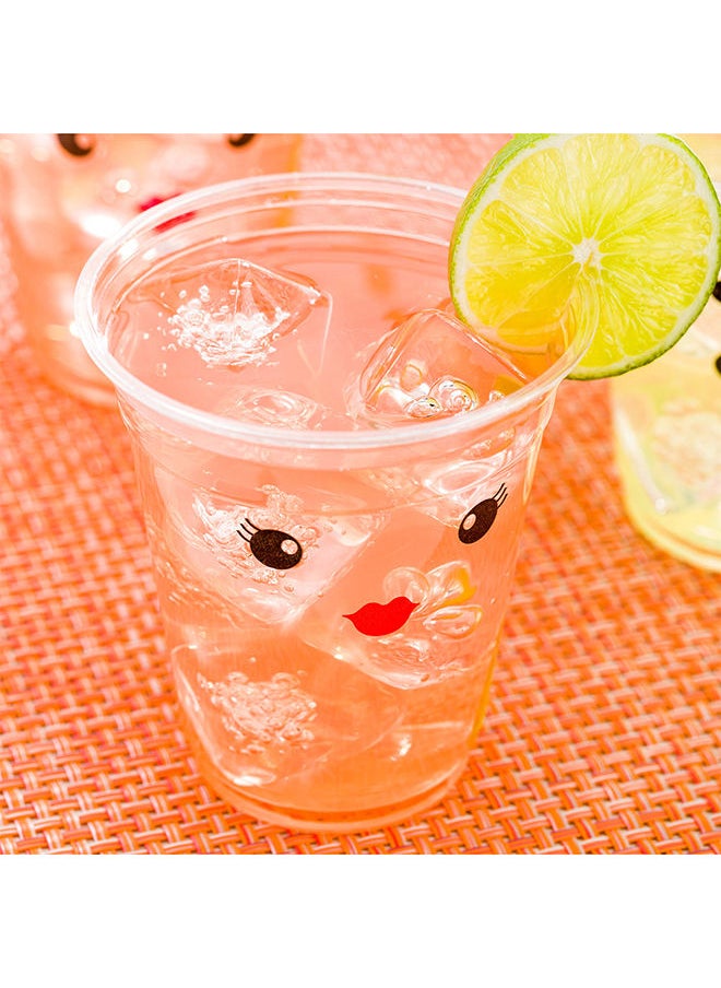 Restaurantware-Visage 12 Ounce Cold Drink Cups, 1000 Disposable Party Drinking Cups - Lids Sold Separately, Madame Face Design, Clear PET Plastic Cups, For Parties And Ceremonies