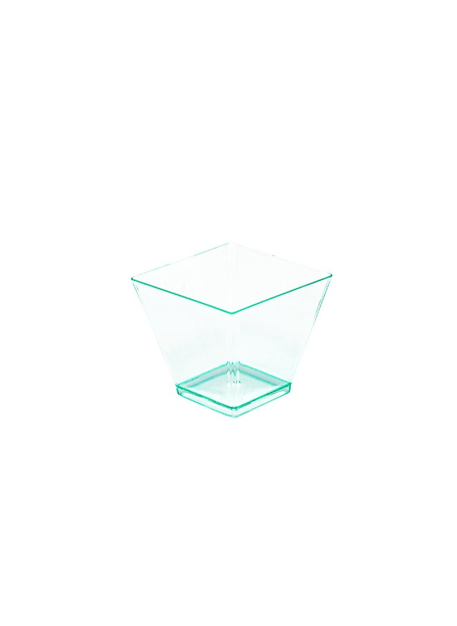 Restaurantware-2 Ounce Mini Kova Cups, 100 Square Small Appetizer Cups - Lids Sold Separately, Heavy-Duty, Seagreen Plastic Parfait Cups, Serve Mousse, Puddings, Or Samples, For Weddings Or Parties