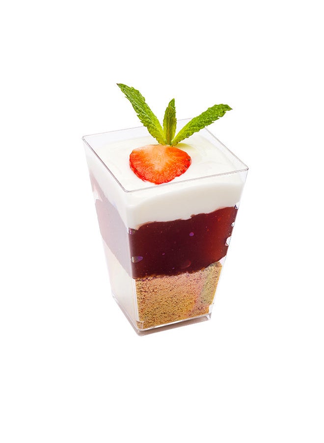 Restaurantware-3.65 Ounce Disposable Dessert Cups, 320 Square Appetizer Cups - Tall, Medium, Clear Plastic Parfait Cups, Serve Puddings or Mousse, For Parties, Weddings, or Catered Events