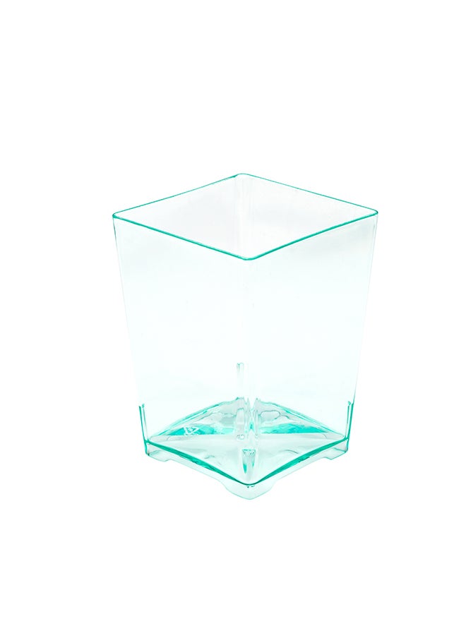 Restaurantware-4 Ounce Mini Dessert Cups, 100 Square Small Appetizer Cups - Tall, Heavy-Duty, Seagreen Plastic Disposable Parfait Cups, Serve Puddings, Snacks, Or Samples, For Weddings Or Parties