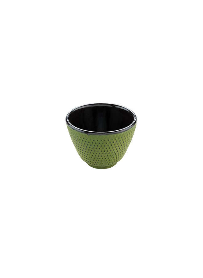 Restaurantware-Tetsubin 2 Ounce Tea Cups, 2 Hobnail Traditional Japanese Tea Cups - Enamel Coated, Corrosion-Resistant, Green Cast Iron Small Tea Cups, Crack-Resistant, Rust-Resistant