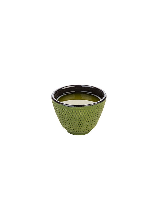 Restaurantware-Tetsubin 2 Ounce Tea Cups, 2 Hobnail Traditional Japanese Tea Cups - Enamel Coated, Corrosion-Resistant, Green Cast Iron Small Tea Cups, Crack-Resistant, Rust-Resistant