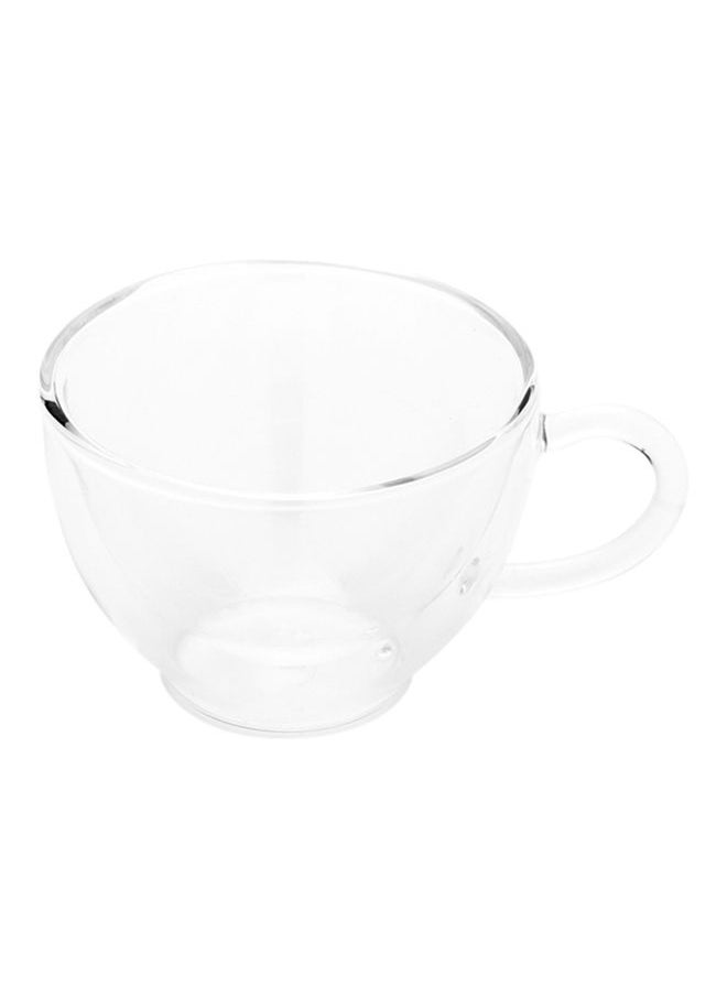 Restaurantware-Forma 6 Ounce Clear Coffee Cups, 10 Double Wall Transparent Coffee Mugs - Built-In Handle, Does Not Chip, Clear Glass Tea Cups, Rolled Rim, Microwavable