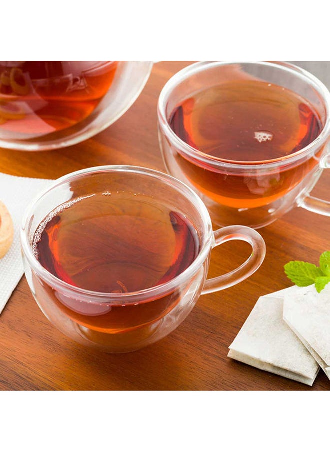 Restaurantware-Forma 6 Ounce Clear Coffee Cups, 10 Double Wall Transparent Coffee Mugs - Built-In Handle, Does Not Chip, Clear Glass Tea Cups, Rolled Rim, Microwavable