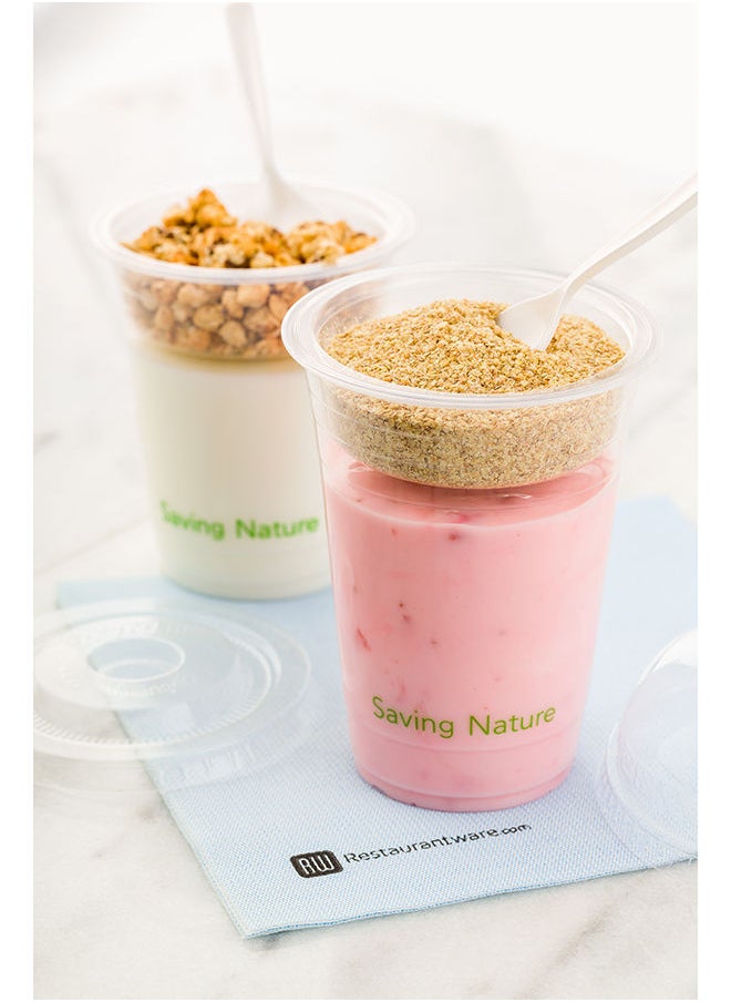 Restaurantware-Zero Waste 4 Ounce Topping Cups, 1000 Plastic Toppings Insert - Reinforced Rim, Fits Drinking Cups, Clear PLA Plastic Parfait Cups With Inserts, Disposable,
