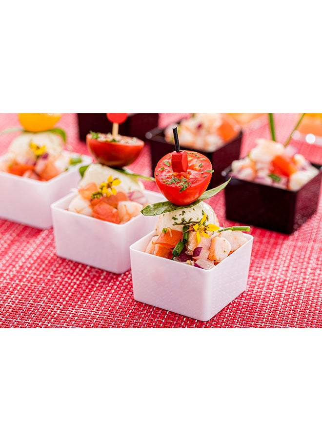 Restaurantware-2 Ounce Mini Dessert Cups, 100 Square Shooters For Desserts - Disposable, Quadrato, White Plastic Parfait Cups, Serve Mousse, Puddings, Snacks, Or Samples, For Weddings Or Parties