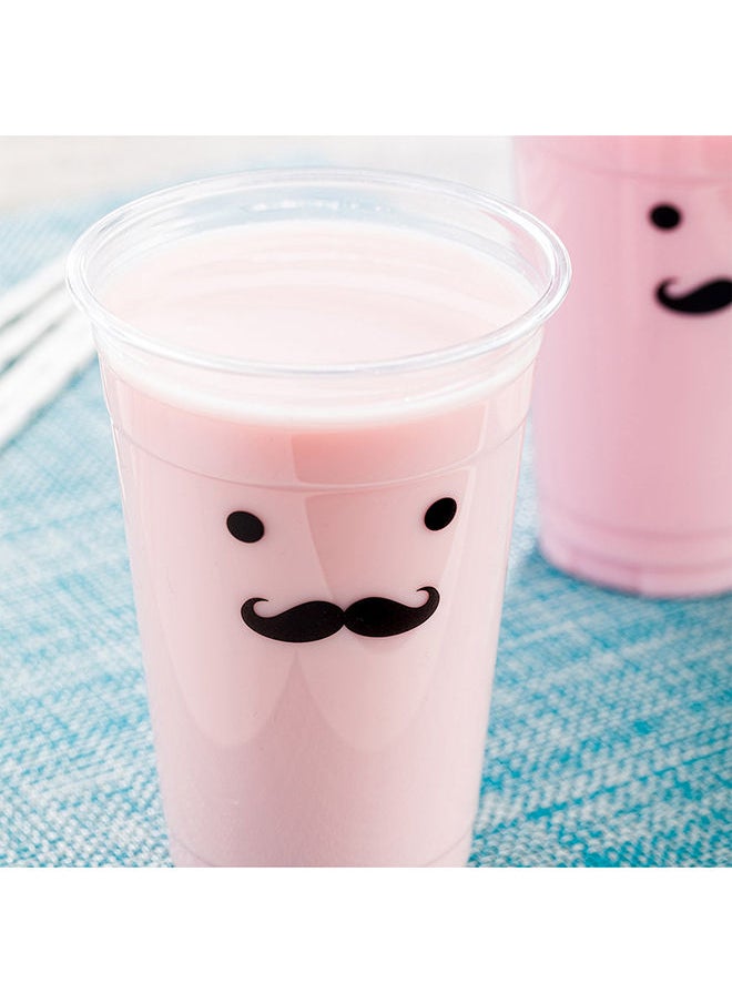 Restaurantware-Visage 20 Ounce Cold Drink Cups, 1000 Disposable Party Drinking Cups - Lids Sold Separately, Monsieur Mustache Design, Clear PET Plastic Cups, For Birthday Parties, Or Ceremonies