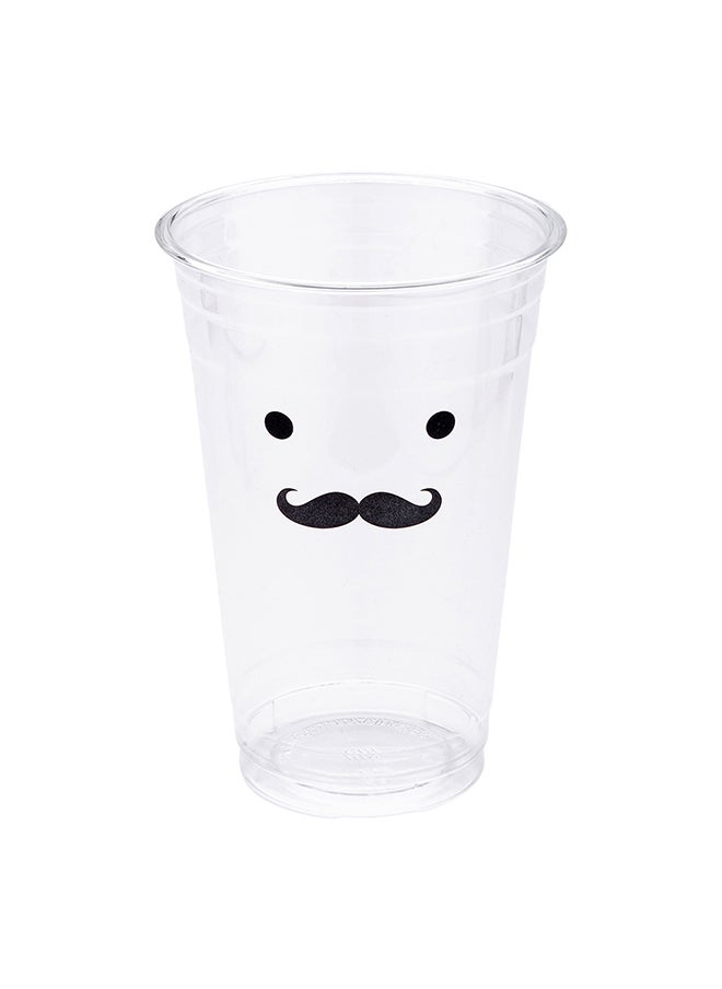 Restaurantware-Visage 20 Ounce Cold Drink Cups, 1000 Disposable Party Drinking Cups - Lids Sold Separately, Monsieur Mustache Design, Clear PET Plastic Cups, For Birthday Parties, Or Ceremonies
