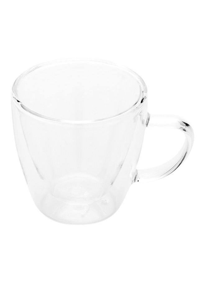 Restaurantware-Forma 3 Ounce Small Glass Espresso Cups, 10 Double Wall Clear Shot Cups - Built-In Handle, Does Not Chip, Clear Glass Espresso Mugs, Rolled Rim, Microwavable