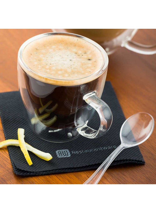 Restaurantware-Forma 3 Ounce Small Glass Espresso Cups, 10 Double Wall Clear Shot Cups - Built-In Handle, Does Not Chip, Clear Glass Espresso Mugs, Rolled Rim, Microwavable