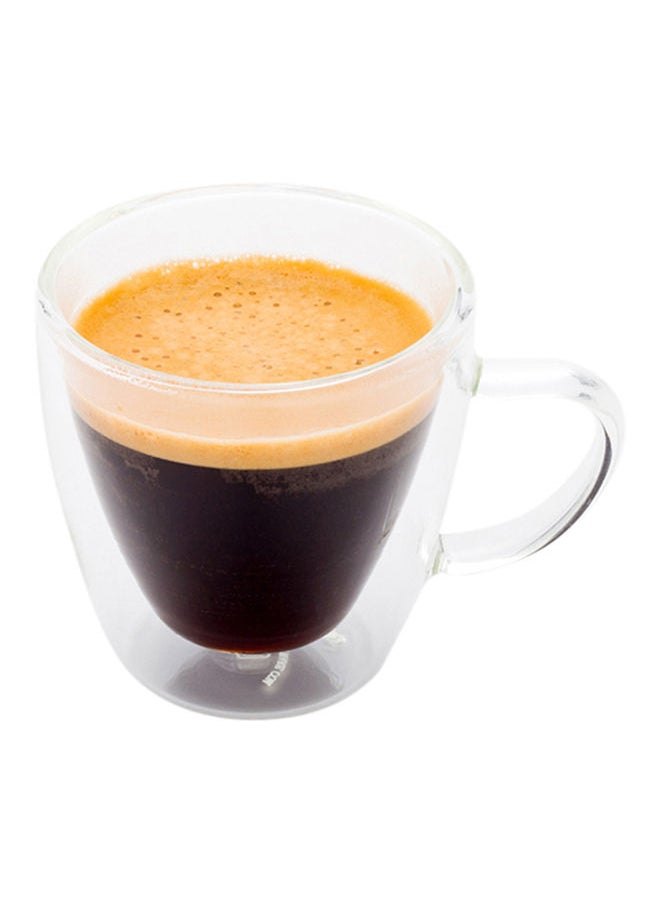 Restaurantware-Forma 3 Ounce Small Glass Espresso Cups, 10 Double Wall Clear Shot Cups - Built-In Handle, Does Not Chip, Clear Glass Espresso Mugs, Rolled Rim, Microwavable