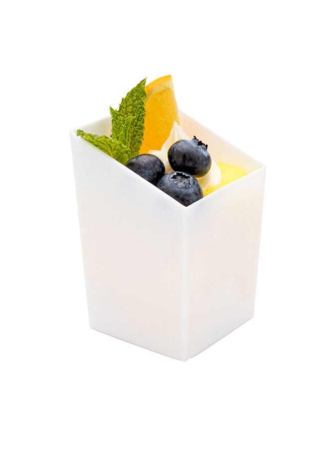 Restaurantware-3 Ounce Appetizer Cups, 100 Incline Shooter Cups - Disposable, Small, White Plastic Mini Dessert Cups, For Mousses, Parfaits, Or Jello, For Weddings Or Catering