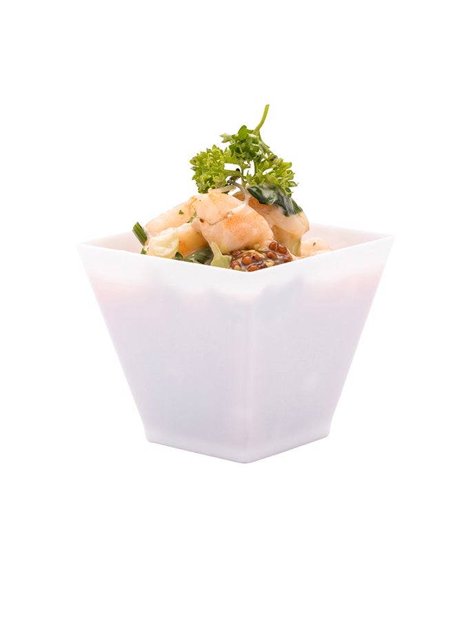 Restaurantware-2 Ounce Mini Kova Cups, 100 Square Small Appetizer Cups - Lids Sold Separately, Heavy-Duty, White Plastic Parfait Cups, Serve Mousse, Puddings, Or Samples, For Weddings Or Parties
