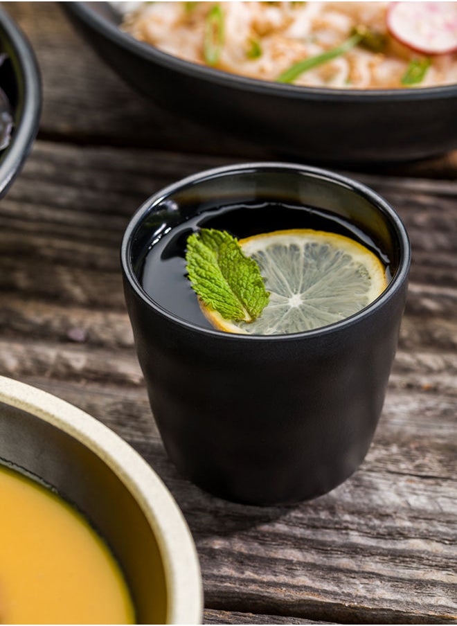 Restaurantware-Voga 8 Ounce Tea Cup, 10 Traditional Japanese Tea Cups - Dishwashable, Asian Inspired, Black Melamine Yunomi Tea Cups, Shatterproof, For Matcha Or Green Tea