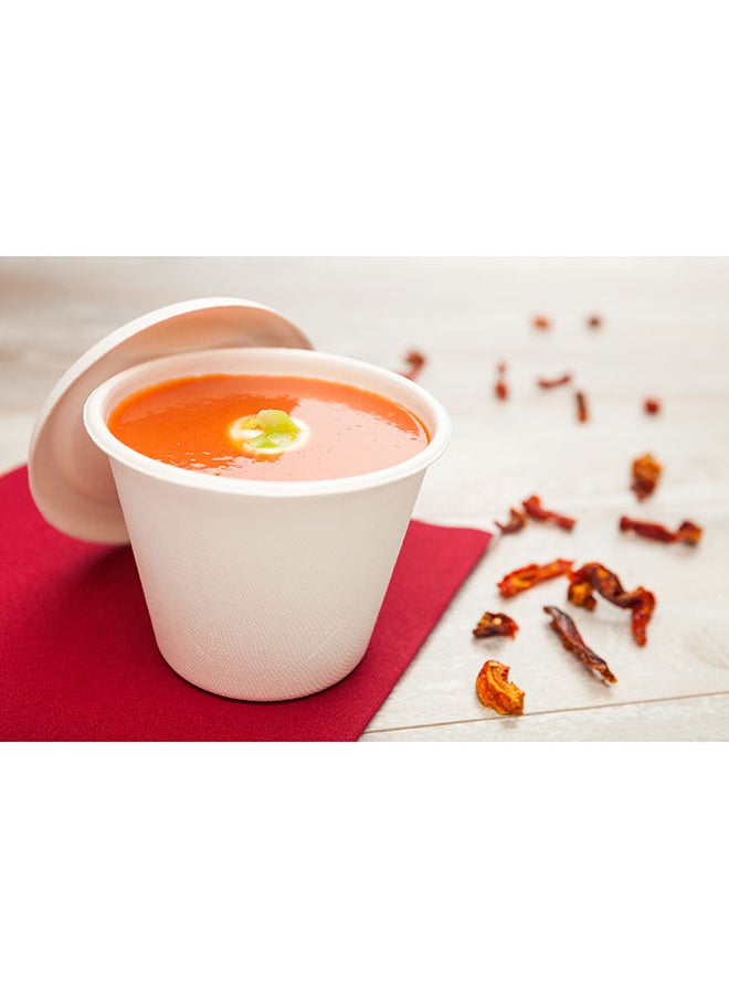 Restaurantware-Pulp Tek 15 Ounce Soup Cups, 100 Disposable Food Bowls - Soup Cup Lids Sold Separately, Made From Sugarcane Fibers, White Bagasse Soup Bowls, Microwave-Safe