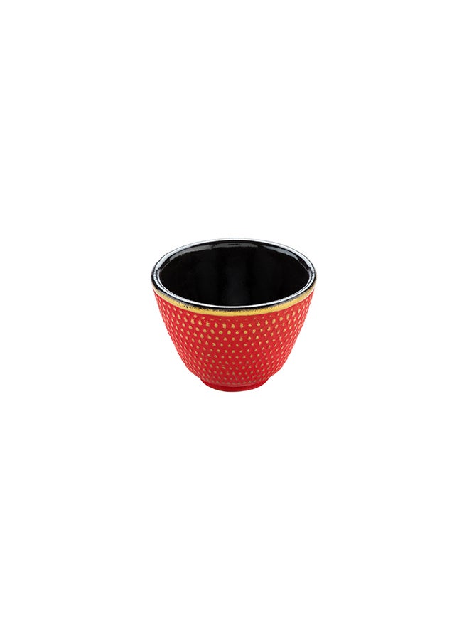 Restaurantware-Tetsubin 2 Ounce Tea Cups, 2 Hobnail Traditional Japanese Tea Cups - Enamel Coated, Corrosion-Resistant, Red Cast Iron Small Tea Cups, Crack-Resistant, Rust-Resistant