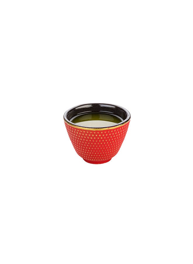 Restaurantware-Tetsubin 2 Ounce Tea Cups, 2 Hobnail Traditional Japanese Tea Cups - Enamel Coated, Corrosion-Resistant, Red Cast Iron Small Tea Cups, Crack-Resistant, Rust-Resistant