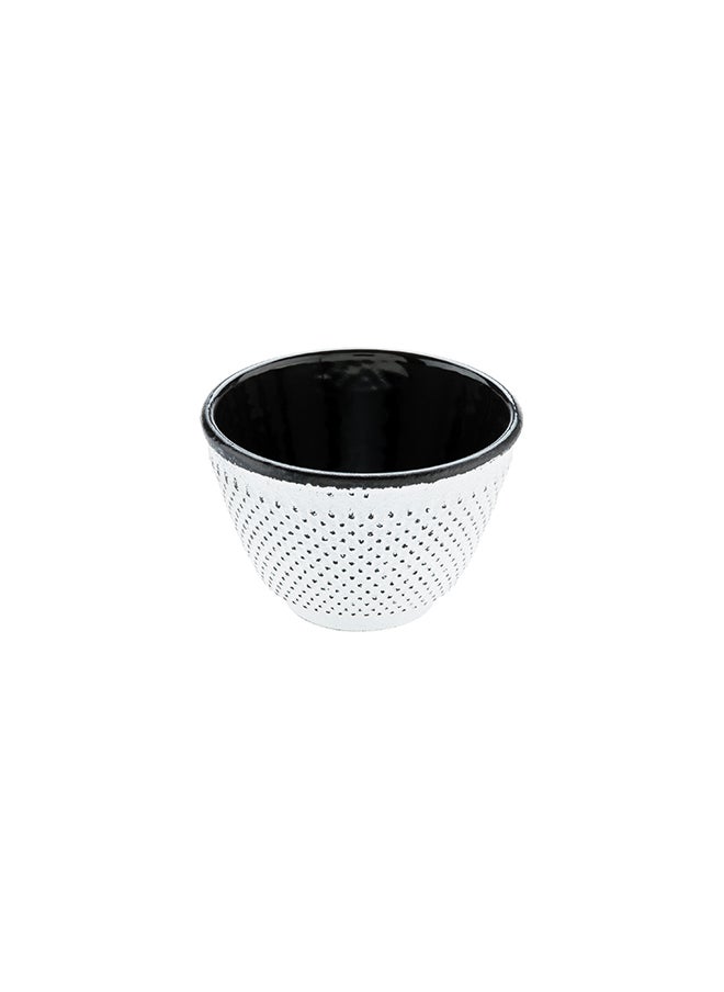 Restaurantware-Tetsubin 4 Ounce Tea Cups, 2 Hobnail Traditional Japanese Tea Cups - Enamel Coated, Corrosion-Resistant, White Cast Iron Small Tea Cups, Crack-Resistant, Rust-Resistant
