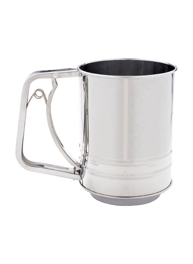Restaurantware-Pastry Tek 2.5 Cup Flour Sifter, 1 Corrosion-Tolerant Baking Sifter - Squeeze Handle, Triple Mesh Screen, Stainless Steel Flour Sieve, For Sugar, Flour, Or Coffee Powder