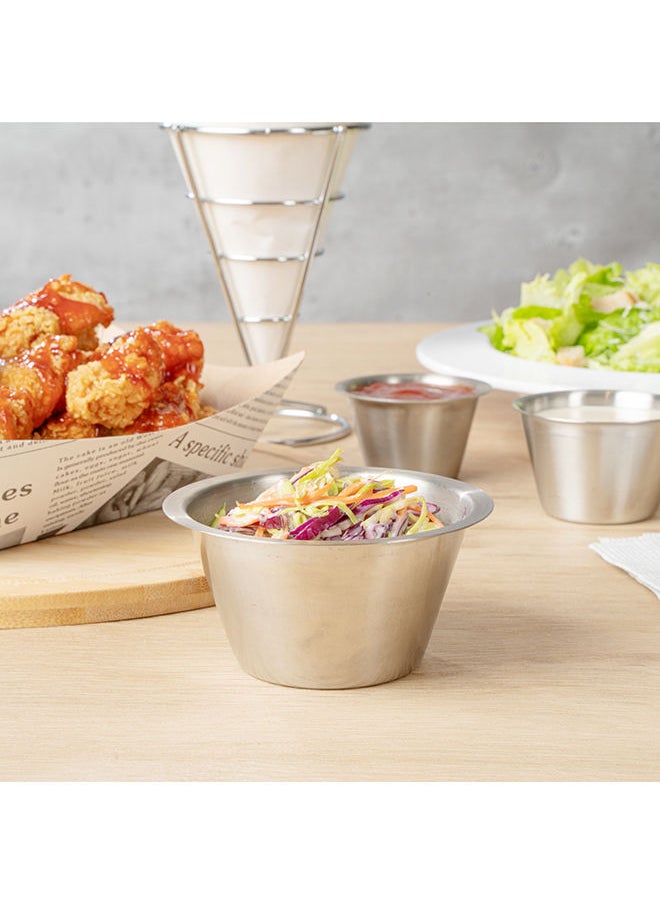 Restaurantware-6 Ounce Sauce Cups, 10 Round Dip Cups - For Condiments And Individual Portions, Stackable, Silver Stainless Steel Dipping Cups, Reusable, Durable