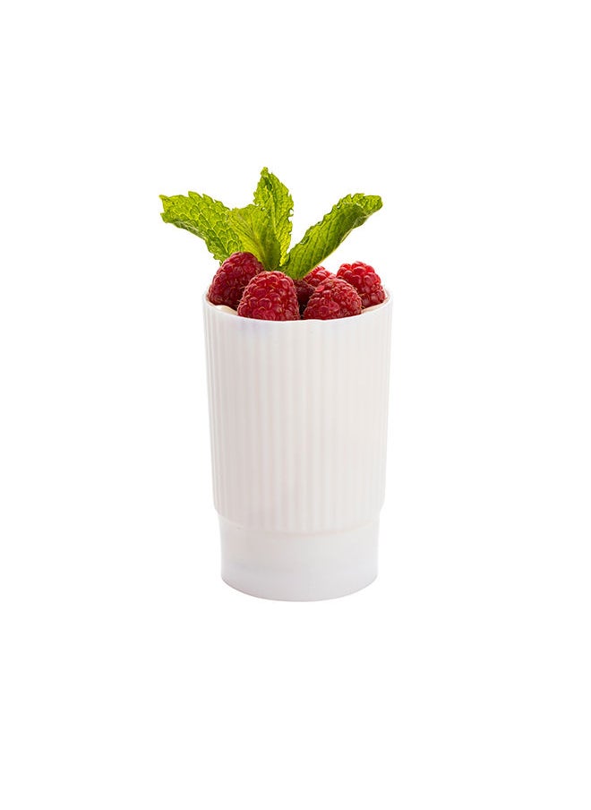 Restaurantware-4.3 Ounce Dessert Cups, 100 Disposable Mini Appetizer Cups - Ribbed, Toque Hat Design, White Plastic Parfait Cups, Serve Appetizers, Snacks, Or Desserts