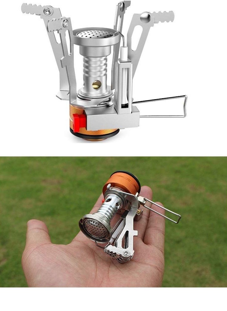 Portable Camping Stoves Backpacking Stove with Piezo Ignition Stable Support Wind-Resistance Camp Stove for Outdoor Camping Hiking Cooking