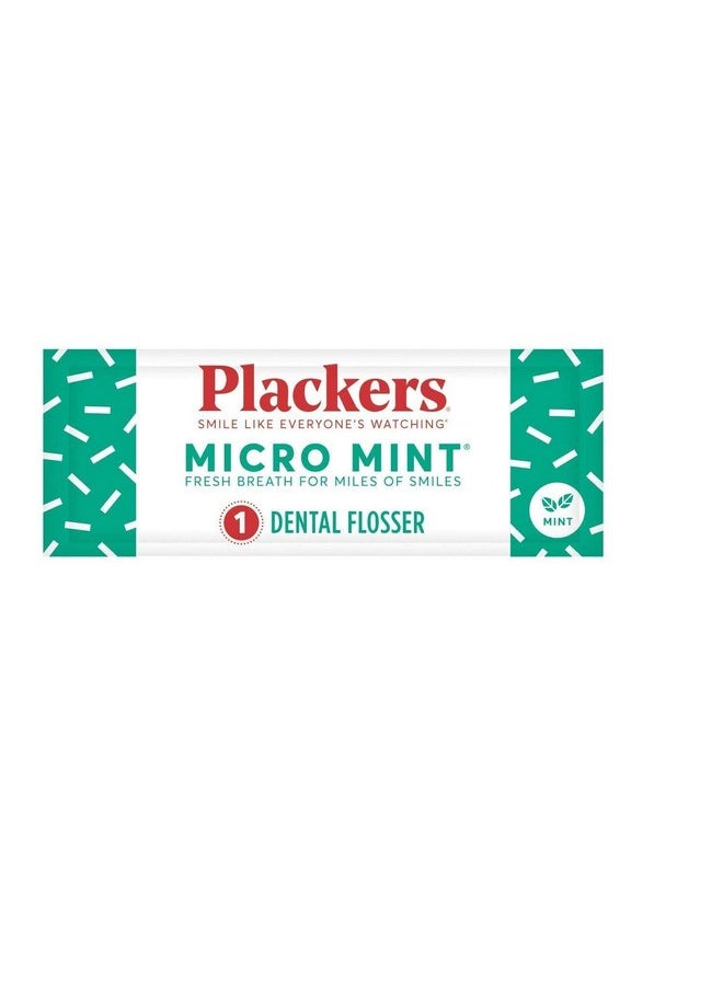 Plackers Micro Mint Dental Floss Picks, Made with Super TufFloss®, Protected Fold Away Pick, Easy to Use, Cool Mint, Green, Individually Wrapped, 500 Count