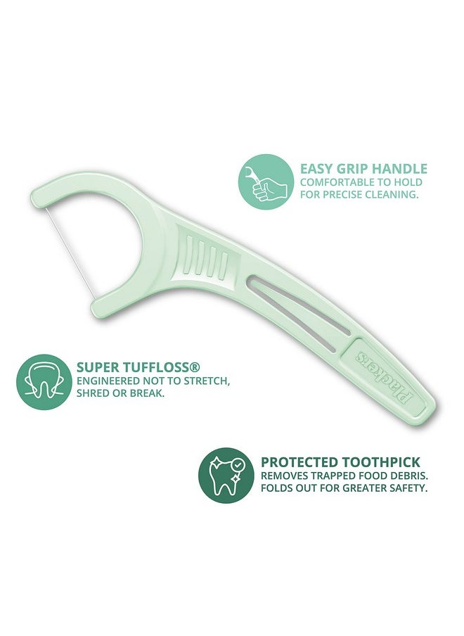 Plackers Micro Mint Dental Floss Picks, Made with Super TufFloss®, Protected Fold Away Pick, Easy to Use, Cool Mint, Green, Individually Wrapped, 500 Count