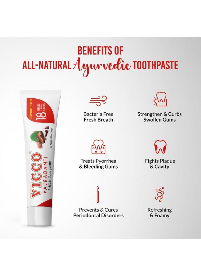 Vicco Vajradanti Herbal Ayurvedic Toothpaste -Natural Astringent and Analgesic| Consists of 18 Herbs, 100% Natural, Vegan & Cruelty-Free (Pack of 3 x 7oz)
