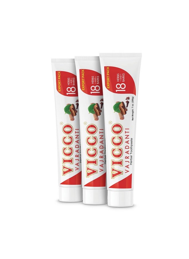 Vicco Vajradanti Herbal Ayurvedic Toothpaste -Natural Astringent and Analgesic| Consists of 18 Herbs, 100% Natural, Vegan & Cruelty-Free (Pack of 3 x 7oz)