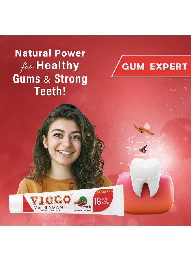 Vicco Vajradanti Herbal Ayurvedic Toothpaste -Natural Astringent and Analgesic| Consists of 18 Herbs, 100% Natural, Vegan & Cruelty-Free (Pack of 3 x 7oz)