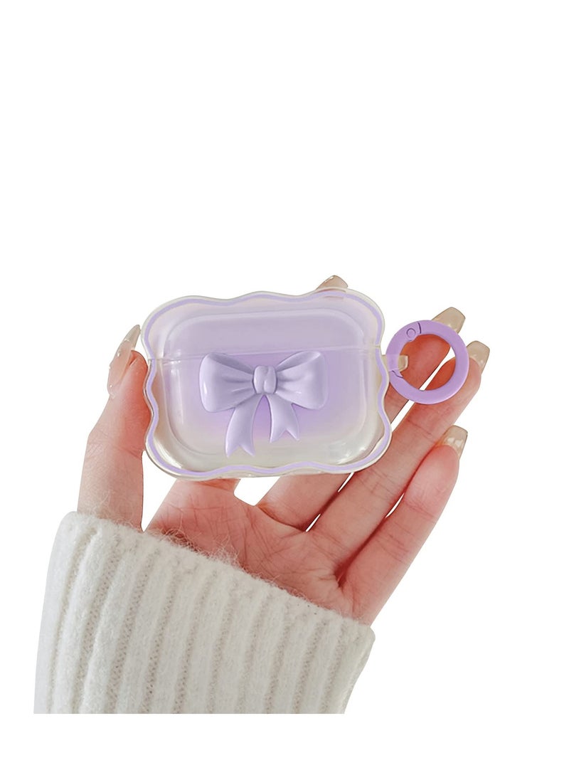 Soft Clear TPU Case for AirPods 3 (2021), (Purple) Colorful Bow Keychain Cover Cute 3D Bow Design Cover Clear Protective Case Shockproof Case Cute Protective Cover for Girls Woman Airpods 3