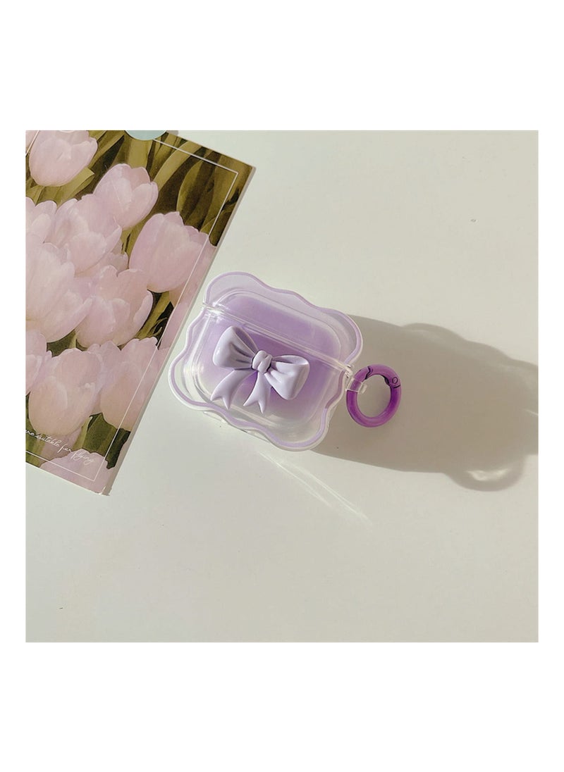 Soft Clear TPU Case for AirPods 3 (2021), (Purple) Colorful Bow Keychain Cover Cute 3D Bow Design Cover Clear Protective Case Shockproof Case Cute Protective Cover for Girls Woman Airpods 3