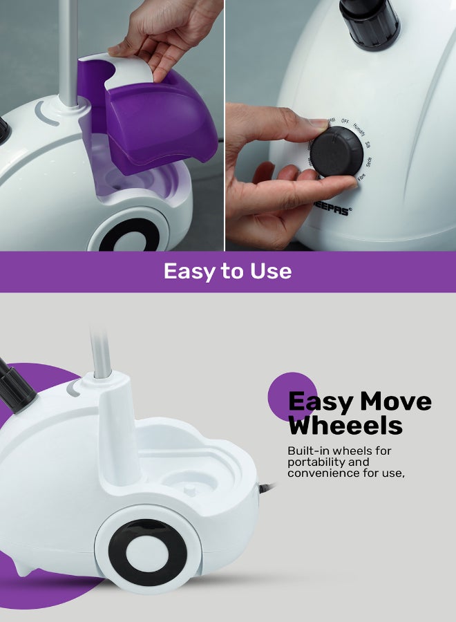 Renewed - Garment Steamer, Vertical Steamer | Portable, Fast Heat Clothes Steamer | Dual Steam Levels | Large Water Tank | Perfect For All Types Of Clothes 1.8 L 2000 W GGS25022N White/Violet