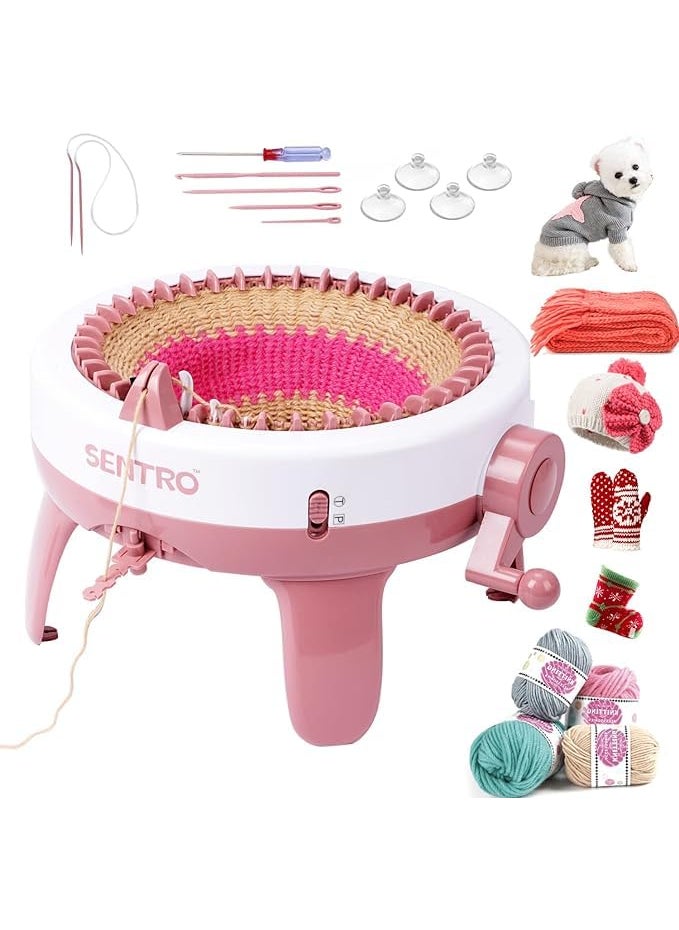 Luteti Knitting Machine 48 Needles Smart Weaving Loom Round Spinning Knitting Machines Knitting Board Rotating Double Loom for Adults or Kids Knit Scarf Hat Sock