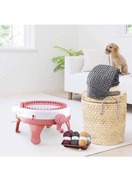 Deoxys Mini Knitting Machine 48 Needles Weaving Loom Board Rotating DIY Hand Needle Machine for Scarf Hat Kids Learning Toy Gloves