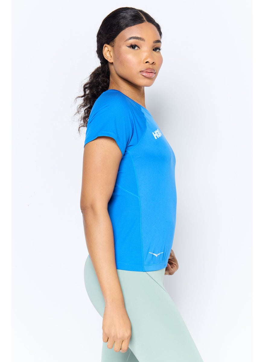 Women Sportswear Fit Short Sleeve Training Top, Blue