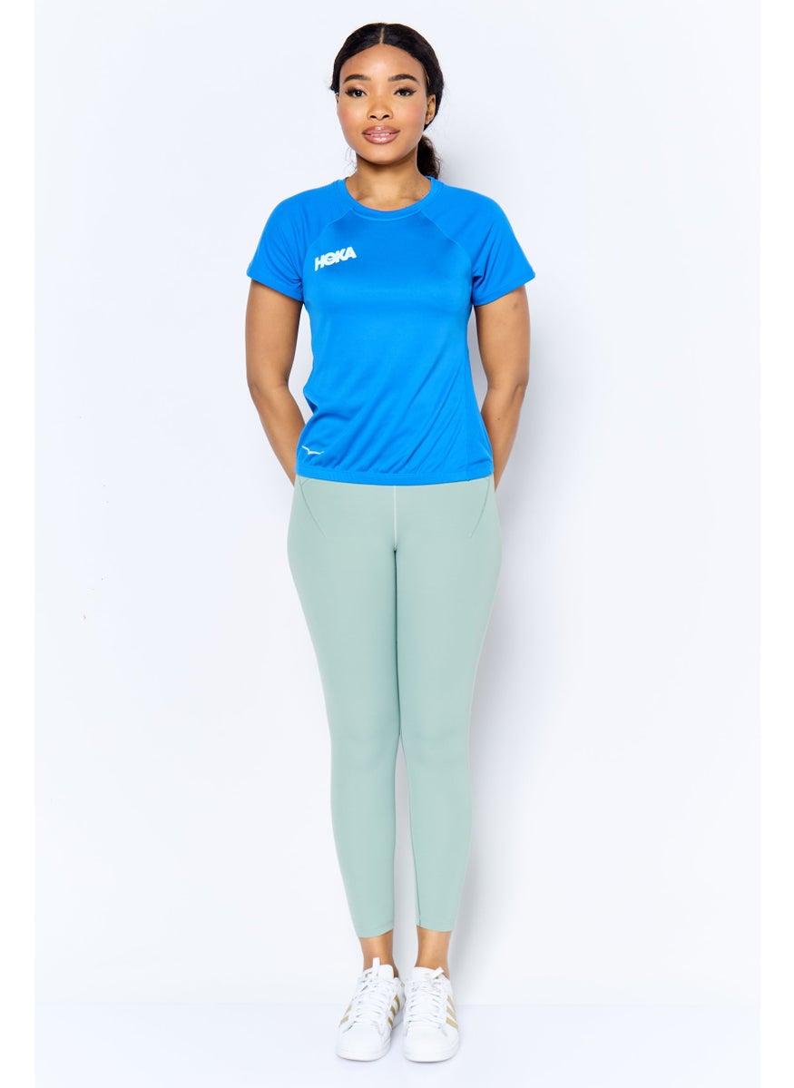 Women Sportswear Fit Short Sleeve Training Top, Blue