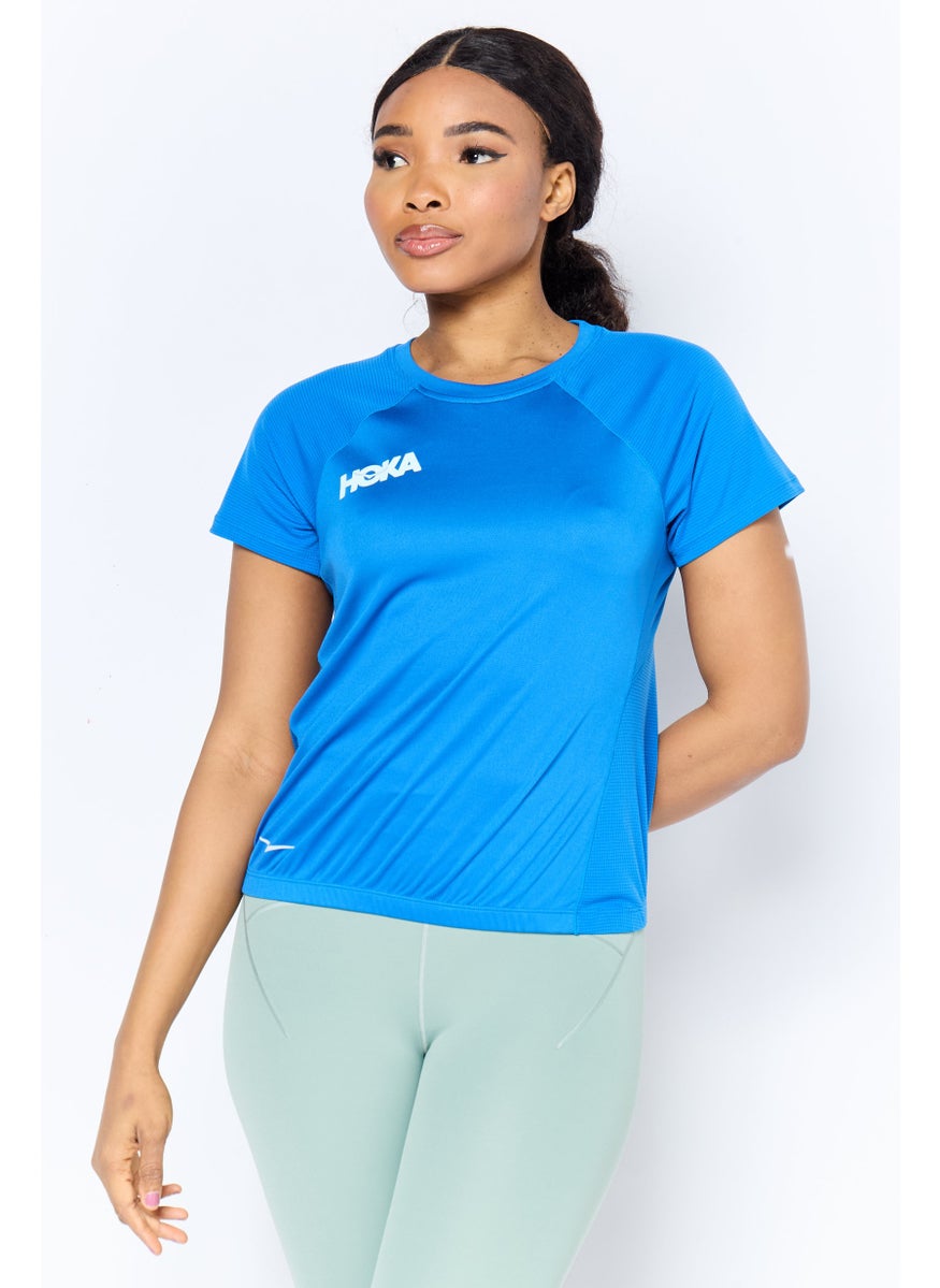 Women Sportswear Fit Short Sleeve Training Top, Blue