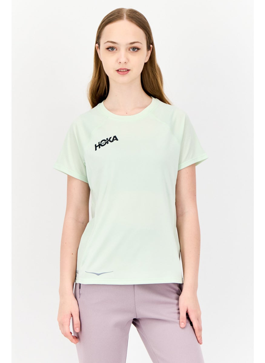 Women Sportswear Fit Short Sleeve Outdoor Top, Mint Green