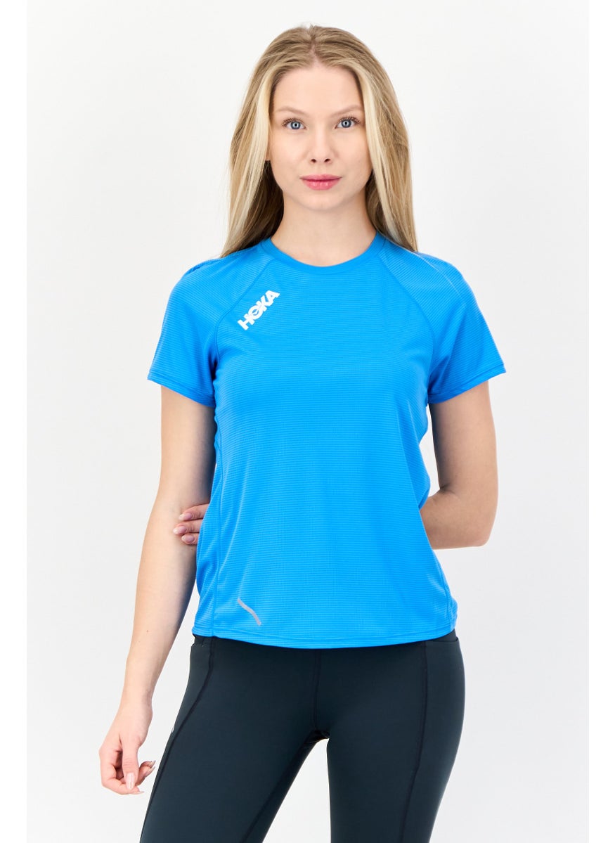 Women Sportswear Fit Short Sleeves Running T-Shirt, Blue