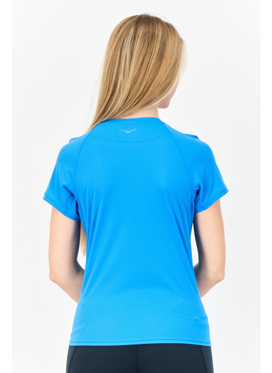 Women Sportswear Fit Short Sleeves Running T-Shirt, Blue