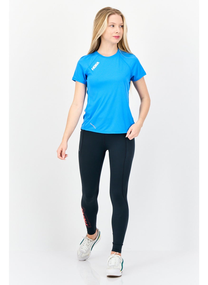 Women Sportswear Fit Short Sleeves Running T-Shirt, Blue