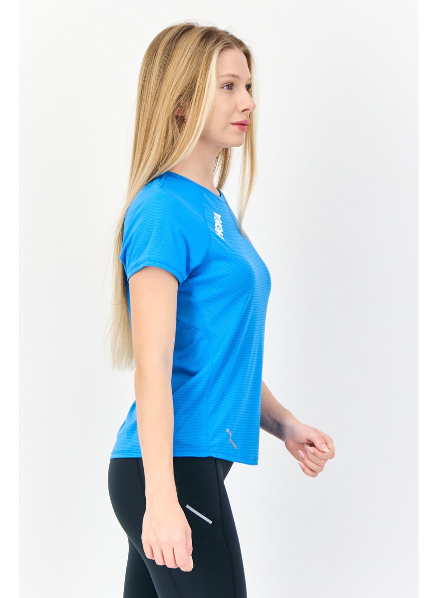 Women Sportswear Fit Short Sleeves Running T-Shirt, Blue