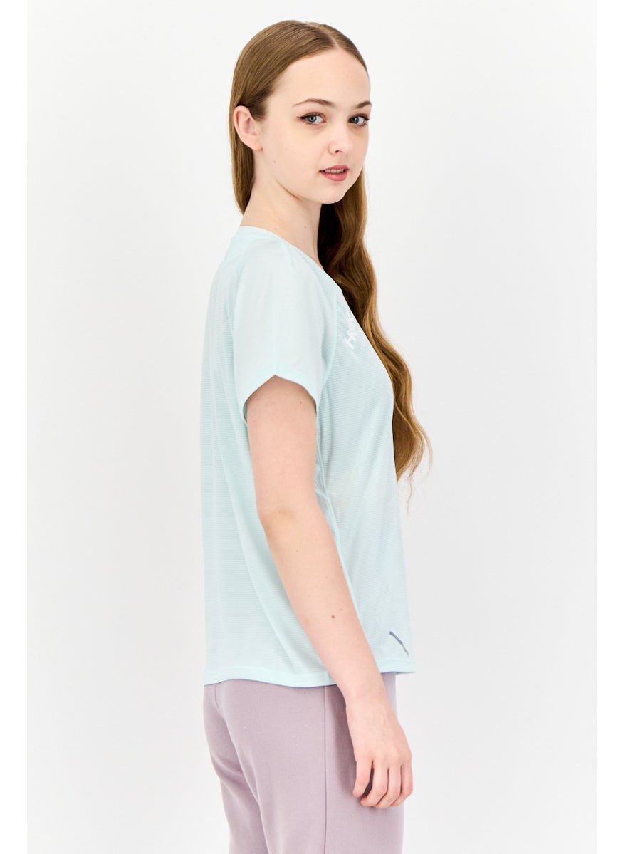 Women Sportswear Fit Short Sleeves Running T-Shirt, Mint Green