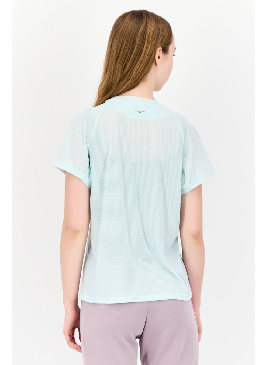 Women Sportswear Fit Short Sleeves Running T-Shirt, Mint Green