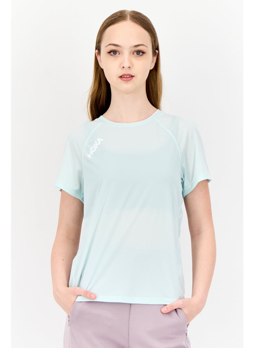 Women Sportswear Fit Short Sleeves Running T-Shirt, Mint Green