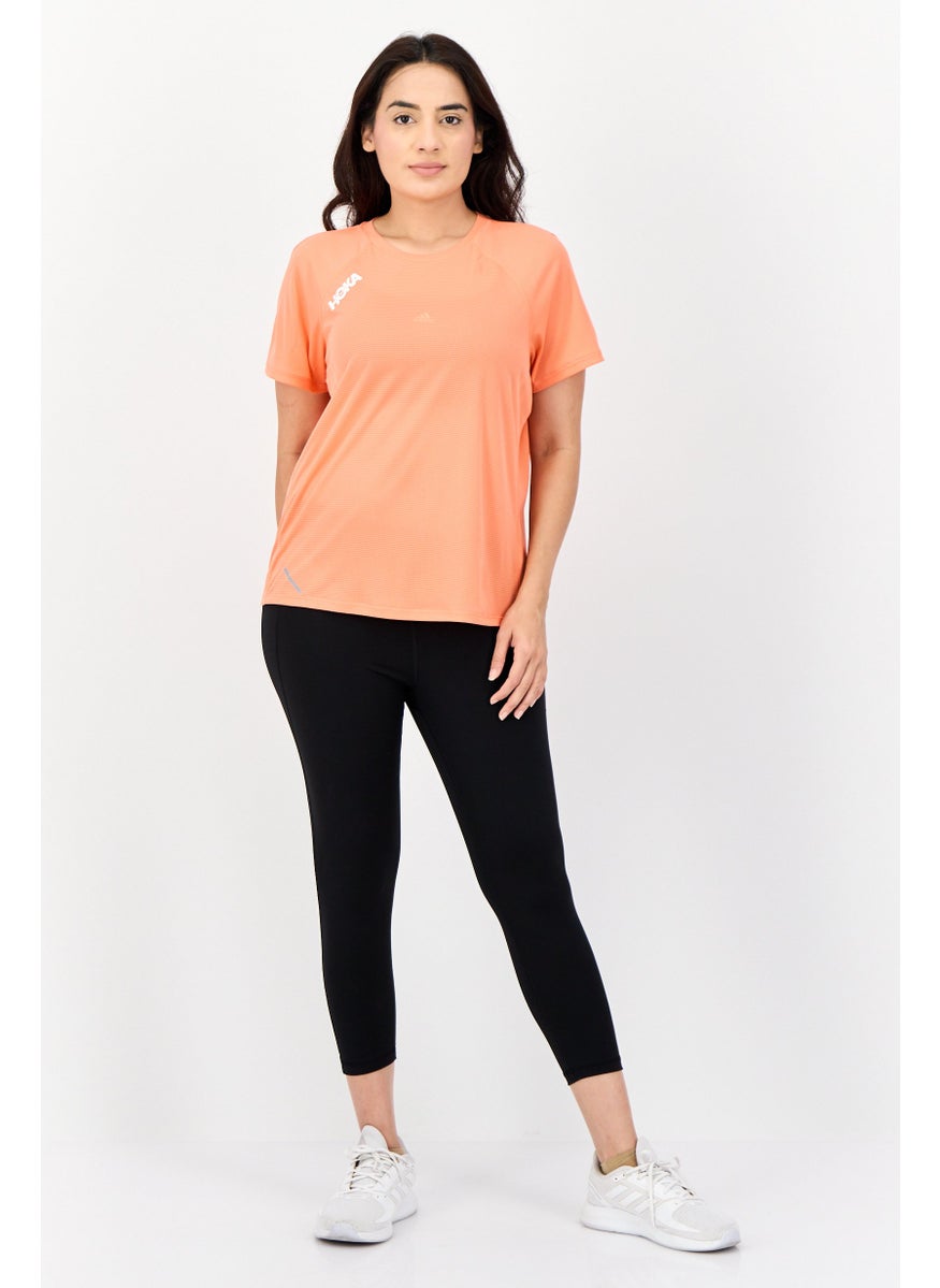 Women Sportswear Fit Short Sleeve Running Top, Coral